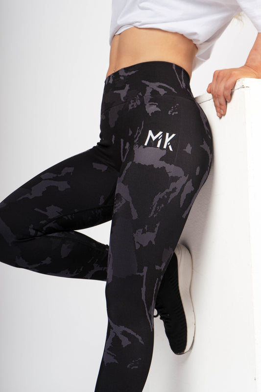 Fushion Seamless Camo Leggings - Black