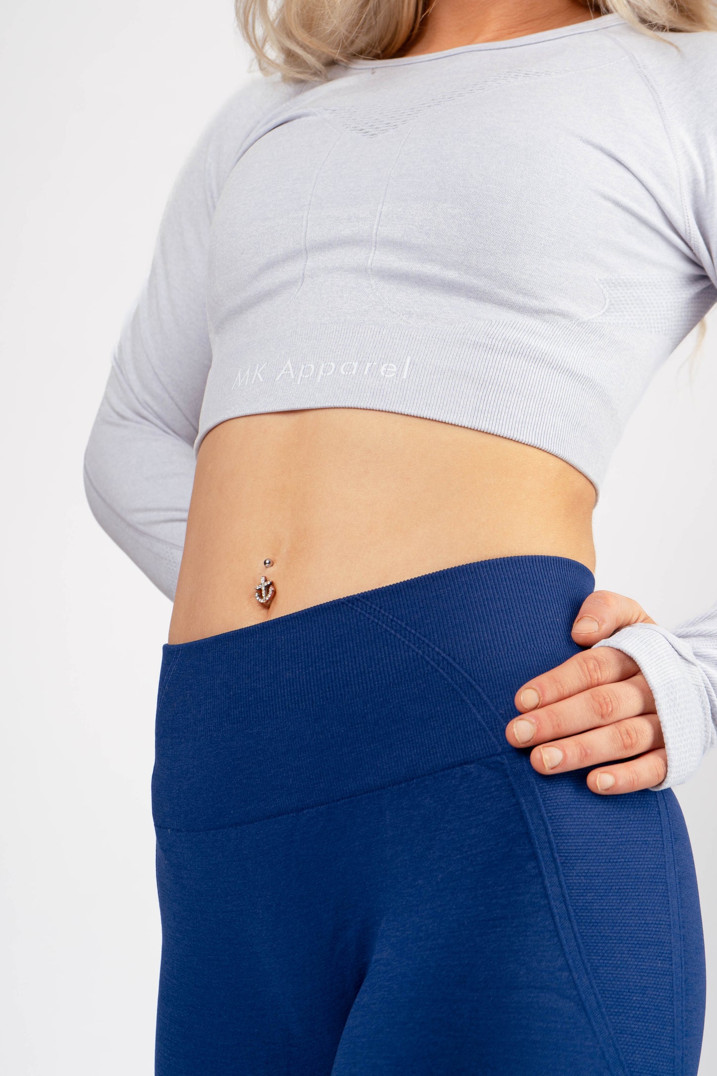 MK Seamless Long Sleeve Crop Top - Ice Blue